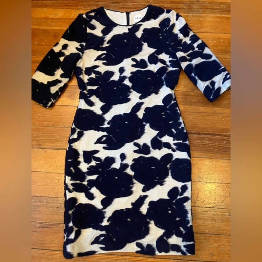 Women’s Reiss Leila Pencil Dress Blue Floral Short Sleeve, US Size 8